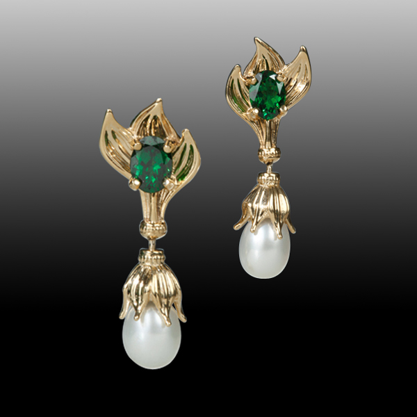 AndreaKoenig 18K Tsavorite & Pearl Earrings