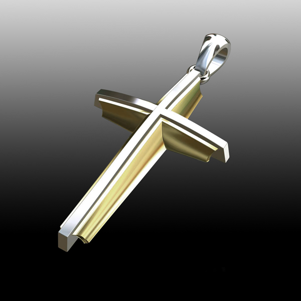 AndreaKoenig_Cross Pendant Yellow and Whte Gold